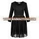 Hot sell high quality long sleeves boat neck one piece girls party dresses