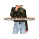 Wholesale Camo Print velvet drawstring hem long sleeve crop hoodie