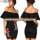 2017 New style elegant embroidered black sexy off shoulder women bodycon dresses