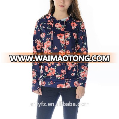 Wholesale all over digital print women hoodie custom made pull over hoodie for ladies