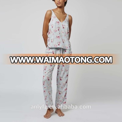 Anly wholesale Floral Print Pyjama Cami and Trousers, cheap soft touch nightwear for women sleep wear