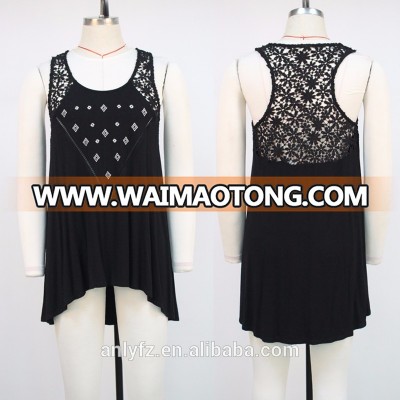 Anly wholesale latest designs sexy lace sleeveless plus size tops for women apparel