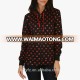 Dongguan anly apparel new arrival zipper up black printed pullover wholesale custom hoodies women